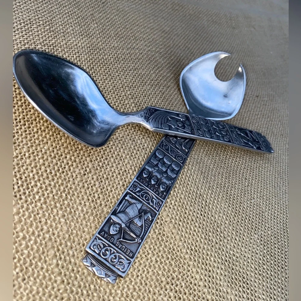 KONGE TINN Rare Vintage Salad set Norwegian pewter Salatsett - Picture 10 of 17